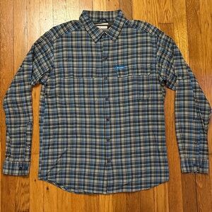 Columbia Men’s Omni-Wick Advanced Evaporation Blue/Gray/Green Plaid Shirt Large